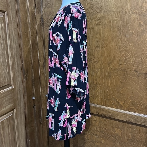 Natori Asian Geisha Print Short Caftan Size XL - NWOT - Picture 3 of 6